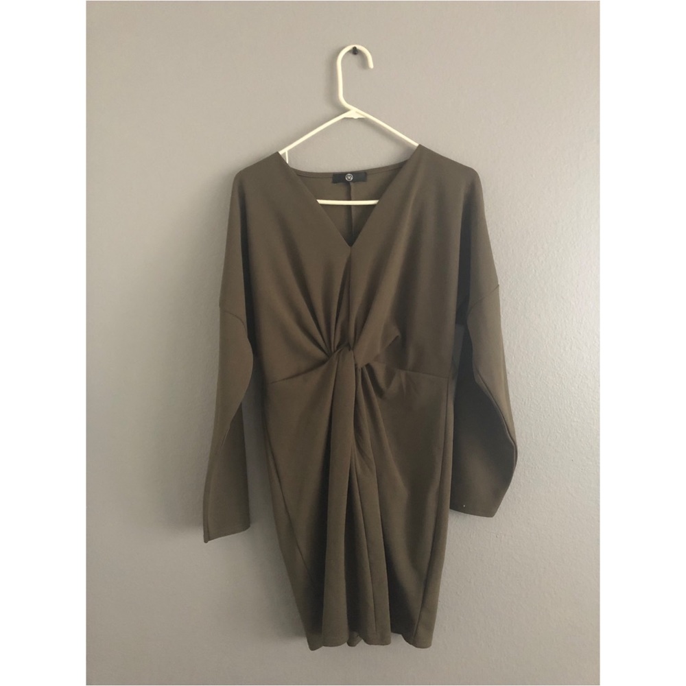 Missguided Khaki Knot Front Shift Mimi Dress - Picture 4 of 7